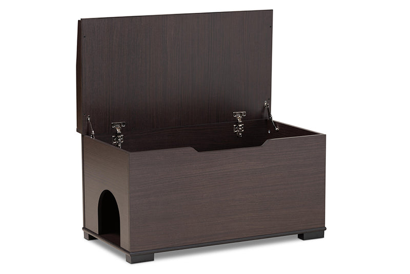 Faulkner Modern and Contemporary Dark Brown Finished Wood Cat Litter Box Cover House