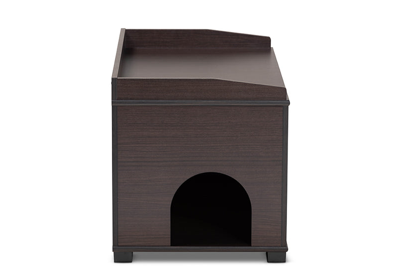 Faulkner Modern and Contemporary Dark Brown Finished Wood Cat Litter Box Cover House