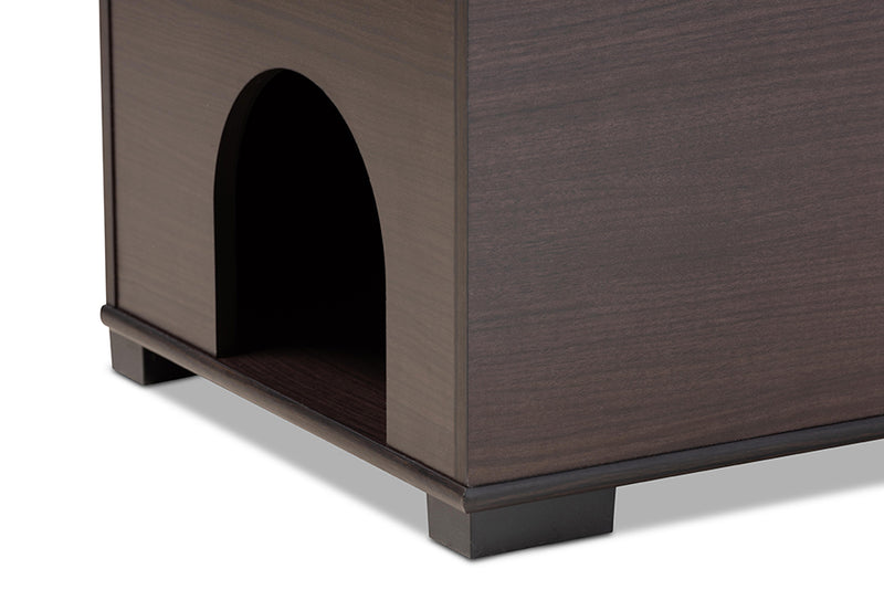 Faulkner Modern and Contemporary Dark Brown Finished Wood Cat Litter Box Cover House