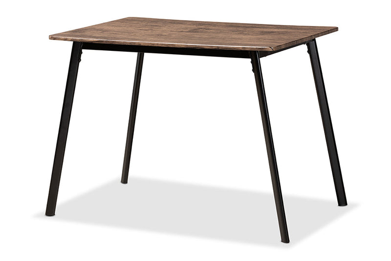 Midway Walnut Brown and Black Metal Dining Table Baxton