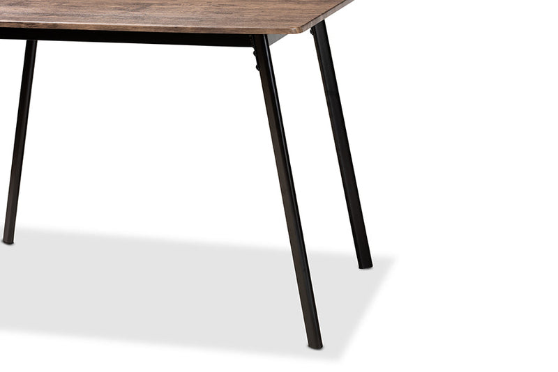 Midway Walnut Brown and Black Metal Dining Table Baxton