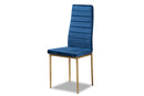Thalia Modern Navy Blue Velvet Fabric Gold Finished Metal 4Pc Dining Chair Set Baxton