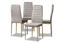 Thalia Modern Gray Velvet Fabric Gold Finished Metal 4Pc Dining Chair Set Baxton