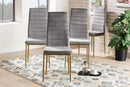 Thalia Modern Gray Velvet Fabric Gold Finished Metal 4Pc Dining Chair Set Baxton