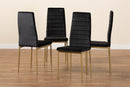 Thalia Modern Black Velvet Fabric Gold Finished Metal 4Pc Dining Chair Set Baxton