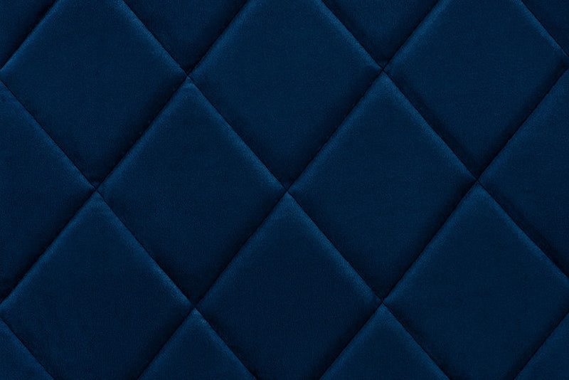 Karsen Navy Blue Velvet Fabric Gold Finished Metal 4Pc Dining Chair Set Baxton