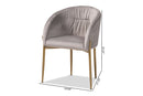 Theron Gray Velvet Fabric Upholstered and Gold Finished Metal Dining Chair Baxton