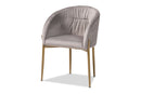 Theron Gray Velvet Fabric Upholstered and Gold Finished Metal Dining Chair Baxton