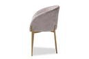 Theron Gray Velvet Fabric Upholstered and Gold Finished Metal Dining Chair Baxton
