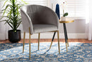 Theron Gray Velvet Fabric Upholstered and Gold Finished Metal Dining Chair Baxton