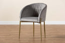 Theron Gray Velvet Fabric Upholstered and Gold Finished Metal Dining Chair Baxton