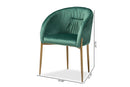 Theron Green Velvet Fabric Upholstered and Gold Finished Metal Dining Chair Baxton