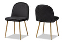 Millie Black Velvet Fabric Gold Finished Metal 2Pc Dining Chair Set Baxton