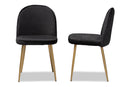 Millie Black Velvet Fabric Gold Finished Metal 2Pc Dining Chair Set Baxton