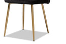 Millie Black Velvet Fabric Gold Finished Metal 2Pc Dining Chair Set Baxton