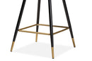 Jalie Black Velvet Fabric Two-Tone Black and Gold 2Pc Bar Stool Set Baxton