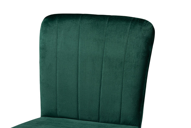 Jalie Green Velvet Fabric Two-Tone Black and Gold 2Pc Bar Stool Set Baxton