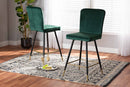Jalie Green Velvet Fabric Two-Tone Black and Gold 2Pc Bar Stool Set Baxton