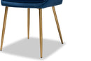 Alesha Navy Blue Velvet Fabric Gold Finished Metal 2Pc Dining Chair Set Baxton