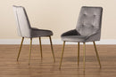 Genera Gray Velvet Fabric Gold Finished Metal 2Pc Dining Chair Set Baxton