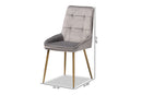 Genera Gray Velvet Fabric Gold Finished Metal 2Pc Dining Chair Set Baxton