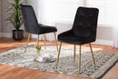 Genera Black Velvet Fabric Gold Finished Metal 2Pc Dining Chair Set Baxton