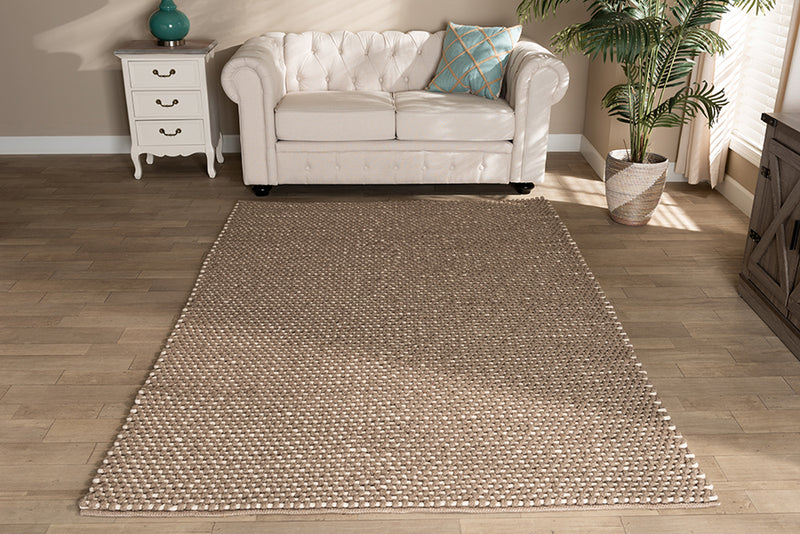 Vita Modern and Contemporary Brown Handwoven Wool Dori Blend Area Rug