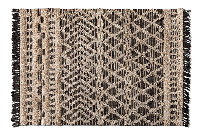 Sora Modern and Contemporary Ivory and Charcoal Handwoven Wool Area Rug