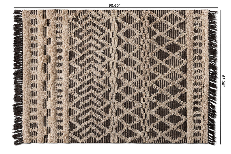 Sora Modern and Contemporary Ivory and Charcoal Handwoven Wool Area Rug