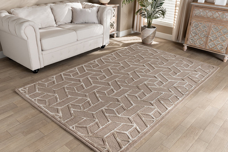 Anaya Modern and Contemporary Sand Hand-Tufted Wool Blend Area Rug