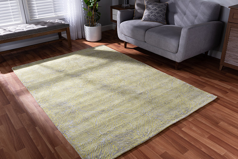 Truett Modern and Contemporary Lime Green and Gray Hand-Tufted Viscose Blend Area Rug 