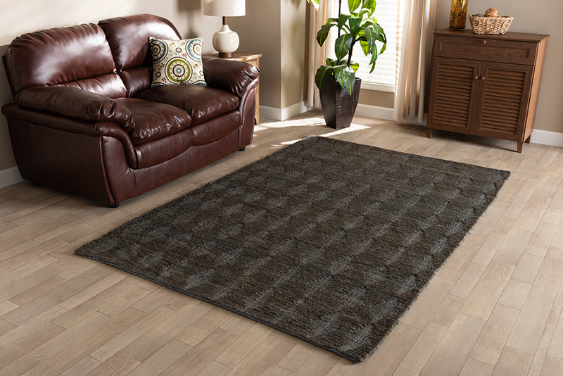 Huxley Modern and Contemporary Dark Gray Hand-Knotted Hemp Area Rug