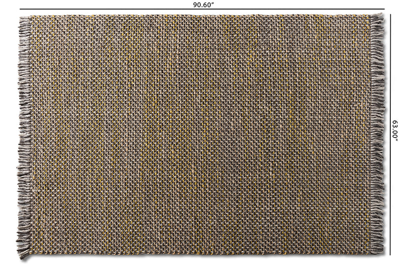 Valonia Modern and Contemporary Yellow and Gray Handwoven Hemp Blend Area Rug