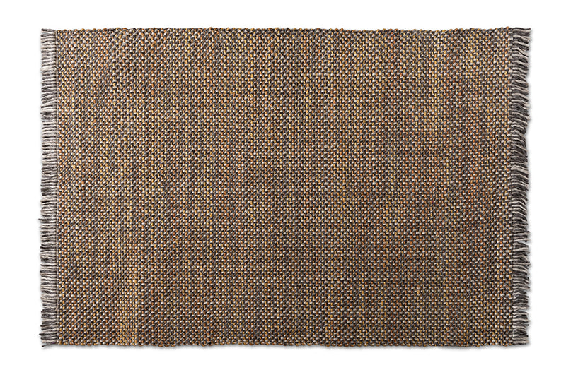 Valonia Modern and Contemporary Orange and Gray Handwoven Hemp Blend Area Rug