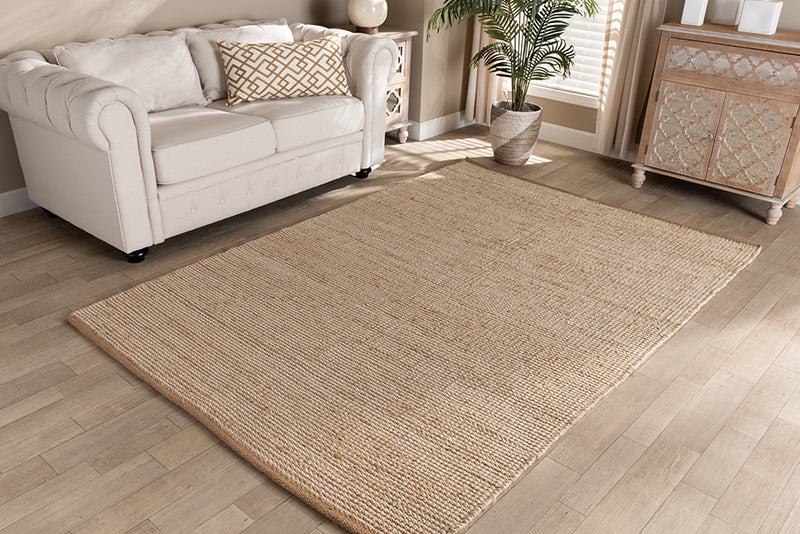 Cronin Modern and Contemporary Natural Brown Handwoven Hemp Blend Area Rug