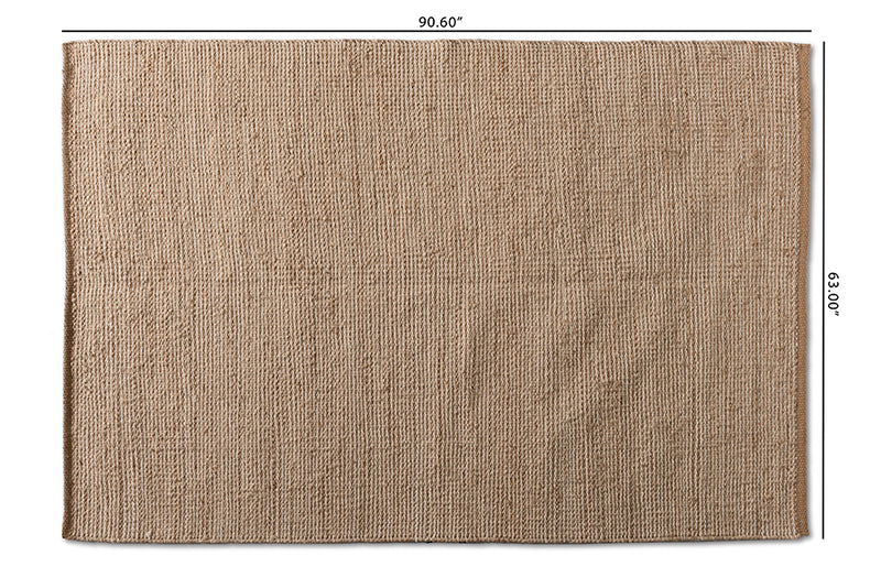 Cronin Modern and Contemporary Natural Brown Handwoven Hemp Blend Area Rug