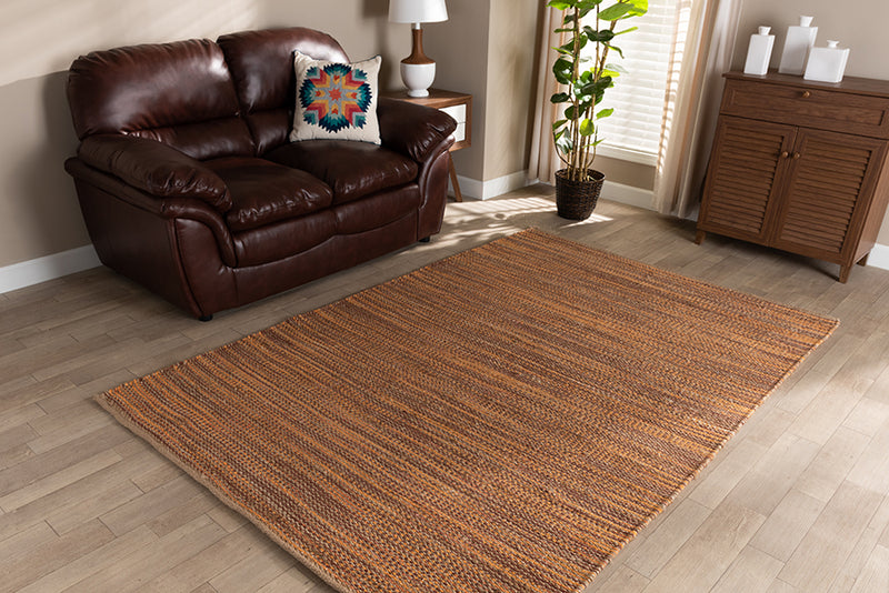 Cronin Modern and Contemporary Rust Handwoven Hemp Blend Area Rug