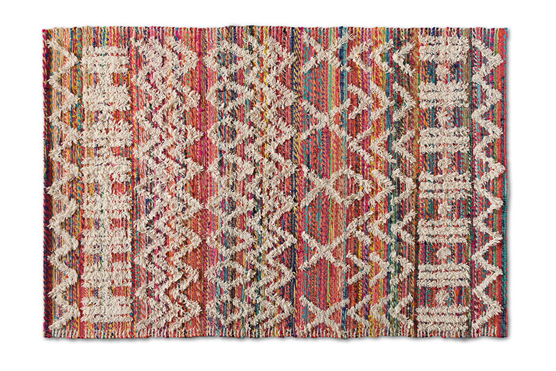 Frida Modern and Contemporary Multi-Colored Handwoven Fabric Blend Area Rug