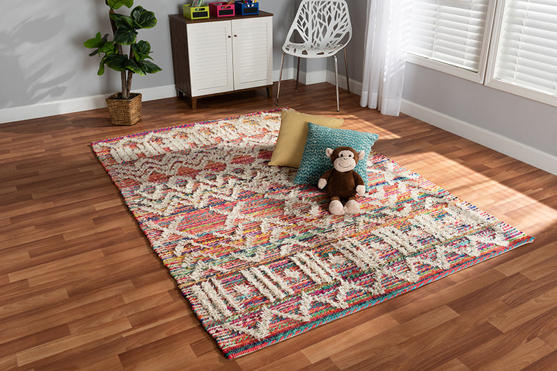 Frida Modern and Contemporary Multi-Colored Handwoven Fabric Blend Area Rug