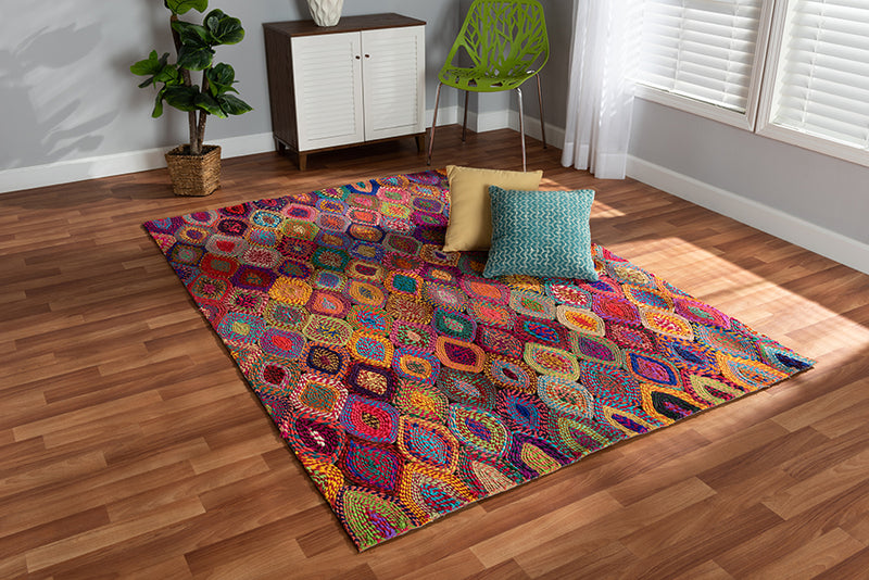 Saffi Modern and Contemporary Multi-Colored Handwoven Fabric Area Rug