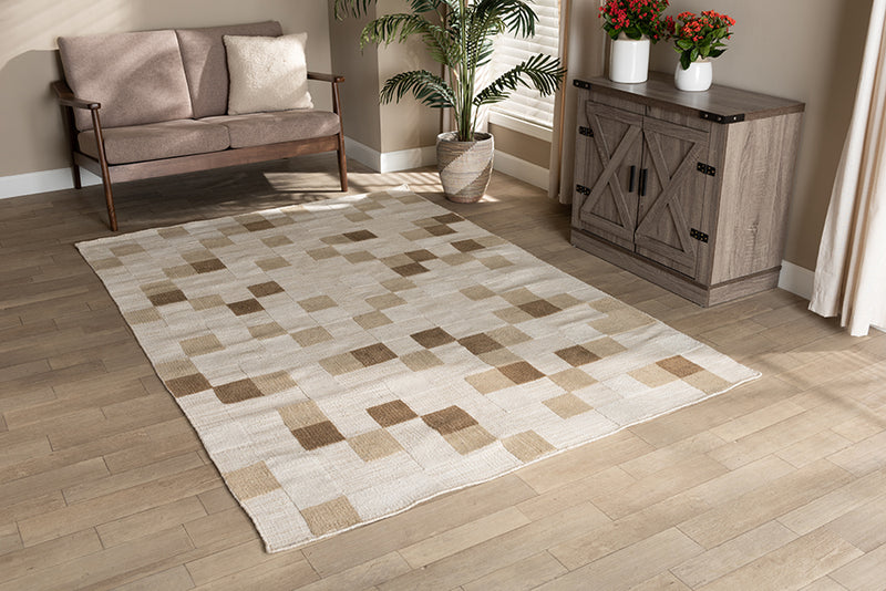 Hale Modern and Contemporary Ivory and Beige Handwoven PET Yarn Indoor and Outdoor Area Rug