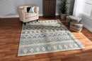 Lauro Ivory and Blue Handwoven Wool Blend Area Rug Baxton