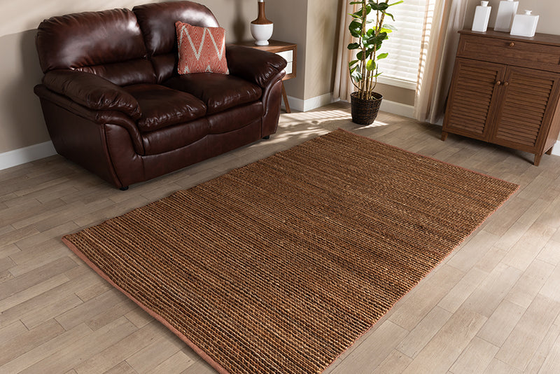 Maya Modern and Contemporary Natural Handwoven Leather Blend Area Rug