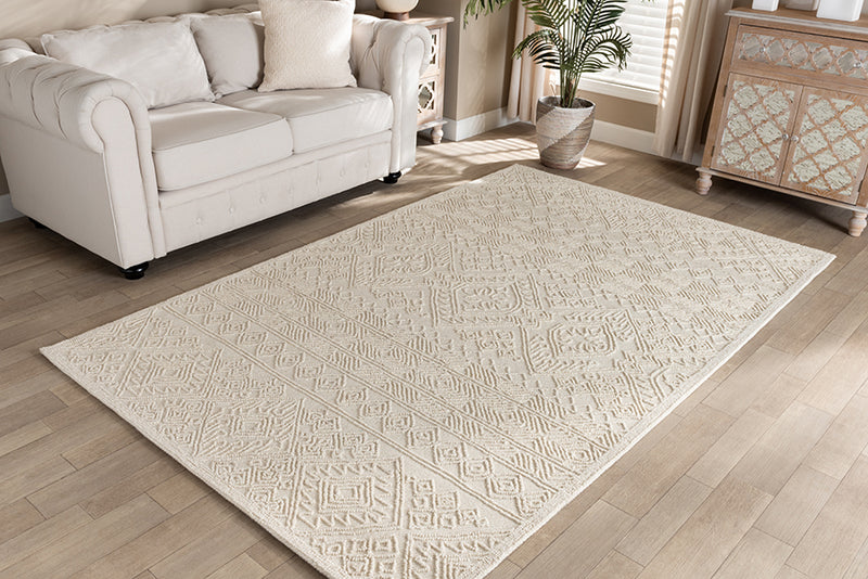 Madison Modern and Contemporary Ivory Hand-Tufted Wool Area Rug