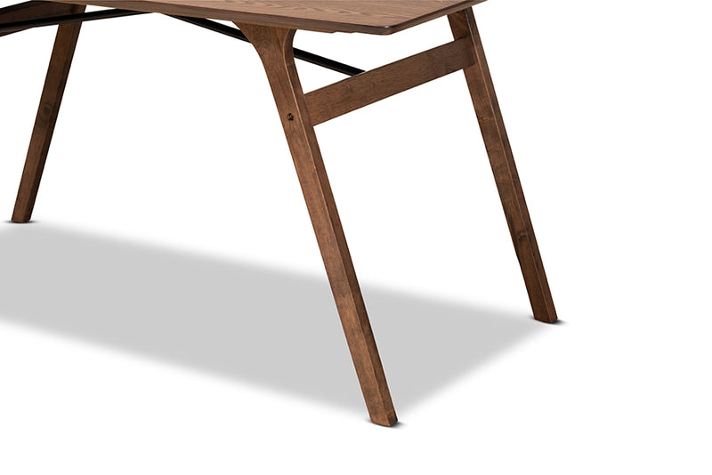 Ernest Mid-Century Walnut Brown Finished Wood Dining Table
