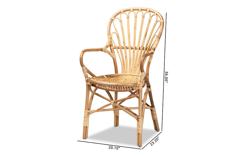 Dannell Natural Finished Rattan Dining Chair Baxton