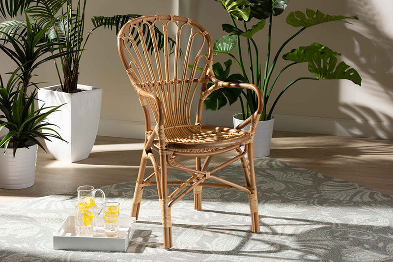 Dannell Natural Finished Rattan Dining Chair Baxton