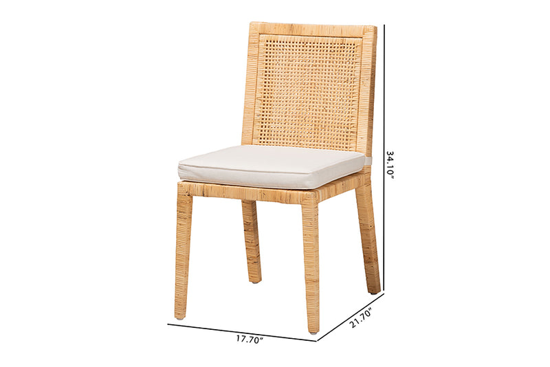 Lumines Modern and Contemporary Natural Finished Wood and Rattan Dining Chair