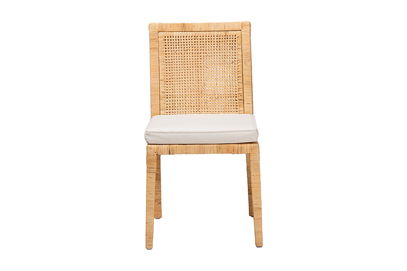 Lumines Modern and Contemporary Natural Finished Wood and Rattan Dining Chair