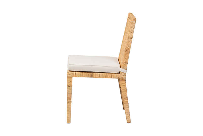 Lumines Modern and Contemporary Natural Finished Wood and Rattan Dining Chair